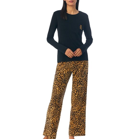 #43 NWT Lauren Ralph Lauren Women's Long-Sleeve Crewneck Pajama Set - Picture 1 of 3